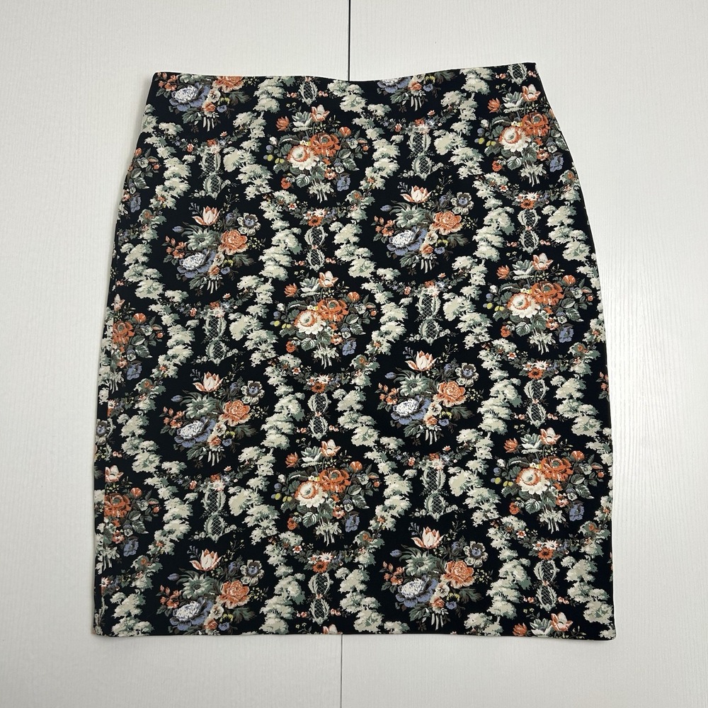 Philosophy Pencil Skirt 14 Floral Stretchy Scuba Knit Sleek Career Tailored Luxe